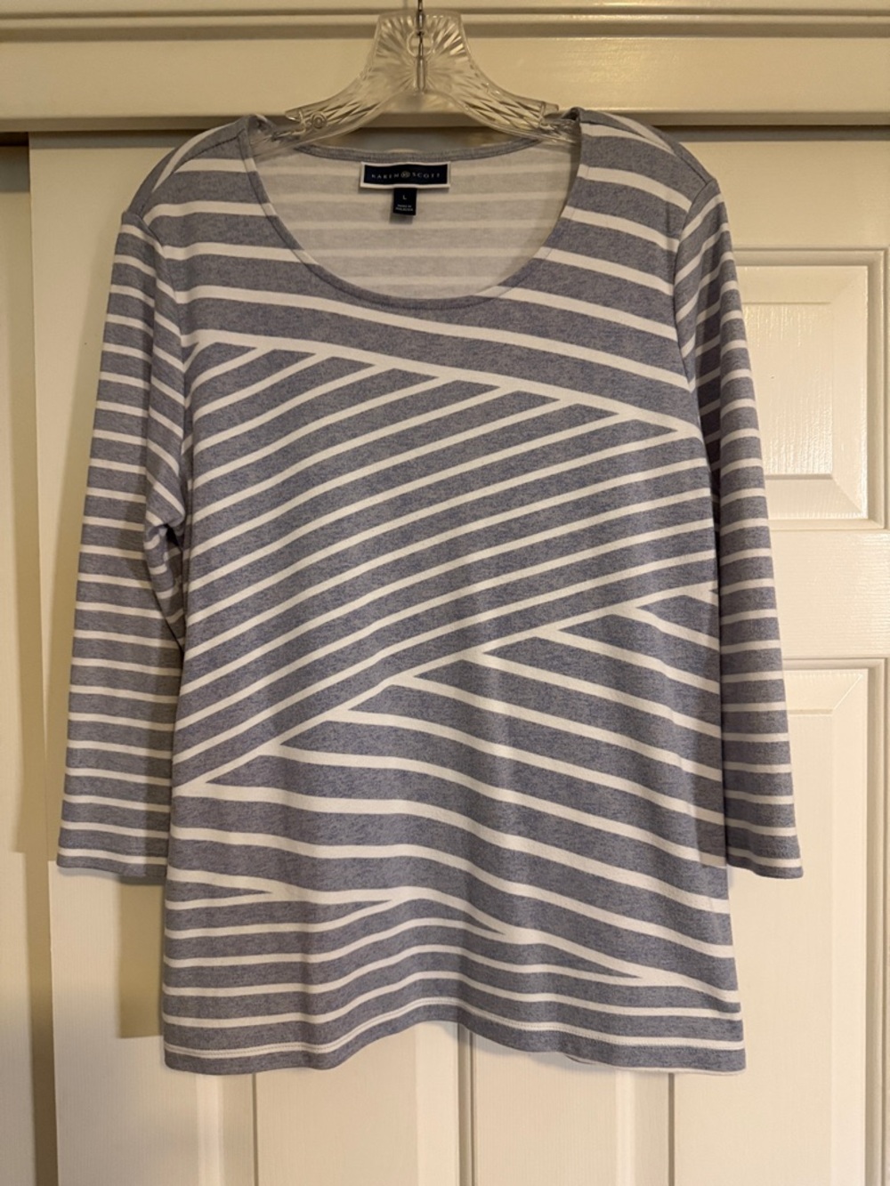 Karen Scott Striped Scoop Neck Top